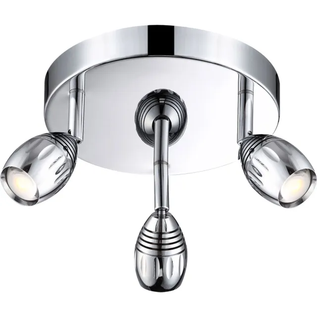 Globo Lighting Plafondlamp Plafondspot 3 vlammen Keukenlamp LED plafondlamp, verstelbare spots, chroom acryl, 3x5W 3x 400lm warm wit, DxH 20 x 14 cm zilver