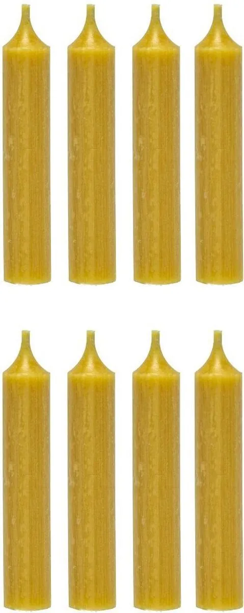 Branded by Dinerkaarsen 12 cm | Natur / Oker Geel | 8 stuks | 5 branduren Okergeel