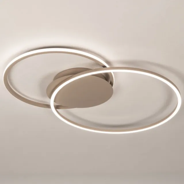 Lumidora Plafondlamp 75623 - Plafonniere - CUZCO - 2 Lichts - Ingebouwd LED - 36.0 Watt - 3600 Lumen - 2700 Kelvin - Taupe - Metaal - Met dimmer - Badkamerlamp