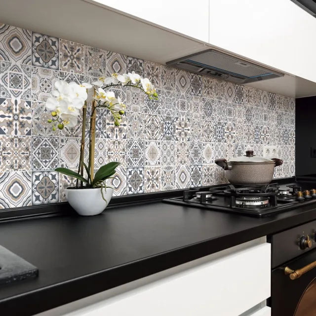 Ambiance Sticker Zelfklevende tegelmuurstickers voor keuken en badkamer - 24 Giacomo Azulejos cementtegelstickers - 24 stickers 40x40cm Multi color