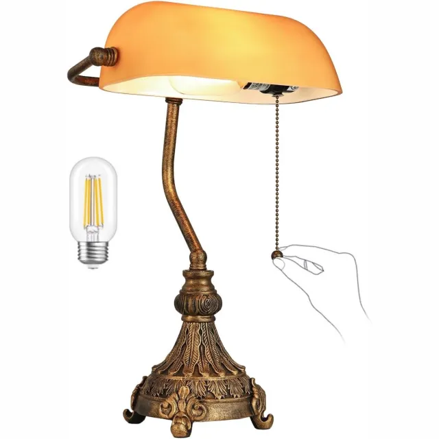ApexArte® Bankierslamp - Bureaulamp - Notarislamp Authentiek - Daglichtlamp - Amber