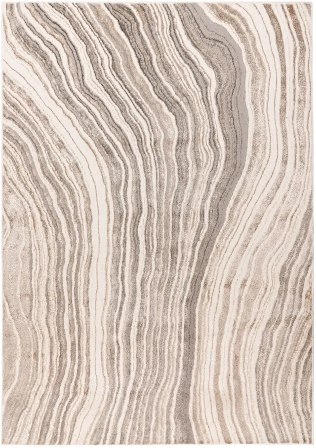 Padiro design laagpolig vloerkleed 160 x 230 cm - lichtbeige - modern abstract ontwerp - voor vloerverwarming - van polyester en jute