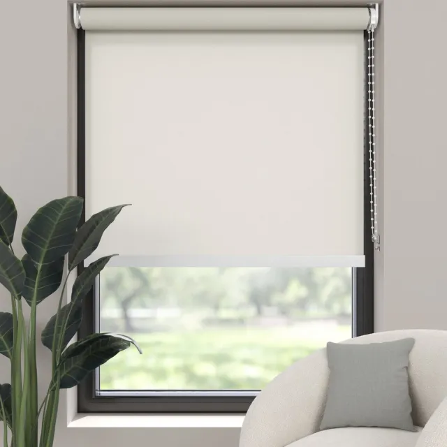 Dutchblinds Rolgordijn - lichtdoorlatend - Parel Wit - 115x190cm - Raamdecoratie op maat