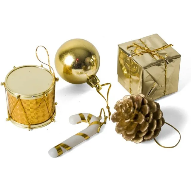 Gerimport Kleine kersthangers - 40x st - goud - 5 cm - kunststof - kerstornamenten