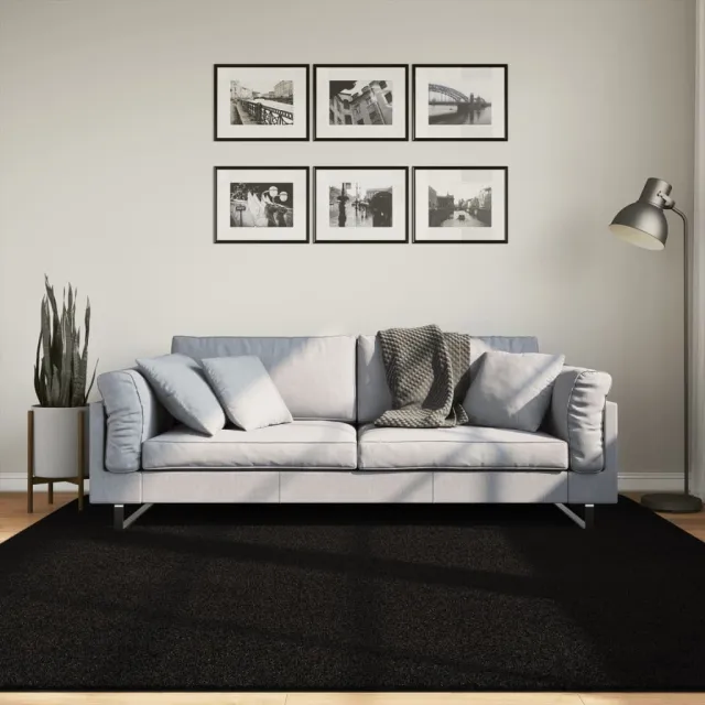vidaXL Vloerkleed HUARTE laagpolig zacht wasbaar 200x200 cm zwart, foto 2