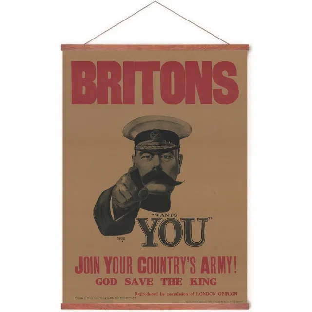 Esque Poster In Posterhanger - Vintage Poster 'Britons Want You' - Kader Hout - Eerste Wereldoorlog - 70x50 cm - Ophangsysteem