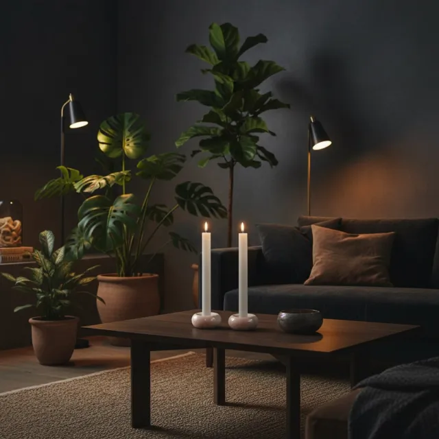 House of Nature Led dinerkaarsen grijs 27cm - 2 stuks