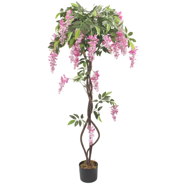 homebound by ky Kunstplant boom blauwe regen 150cm | 150cm | plant voor binnen Roze