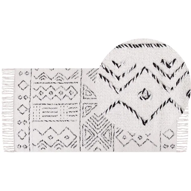 Beliani ALKENT - Shaggy tapijt - Gebroken wit - 80 x 150 cm - Wol