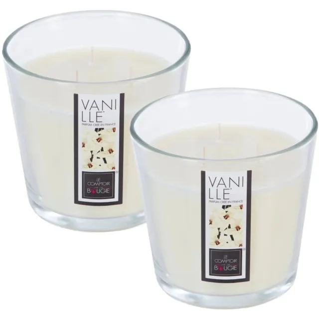 Atmosphera geurkaars - 2x - vanille geur - 40 branduren - wit - in glas - aroma/geurkaars Ivoorwit