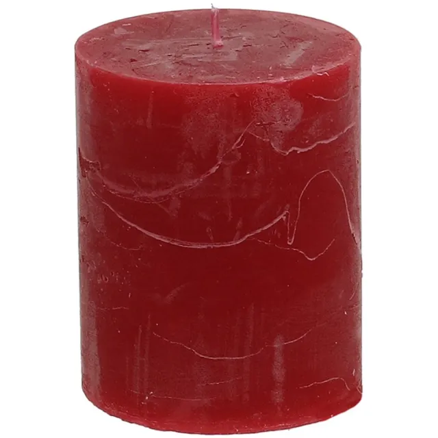 Viana Donkerrode pilaarkaarsen, effen 70x80mm, set van 4 - Advent kaarsdecor Rood