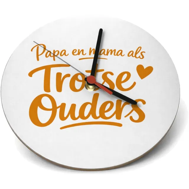 Mr Cadeautjes Klok rond Ø 19 - design Een speelse kraamcadeau-tekst met een enkel minimalistisch s | cadeau Wit