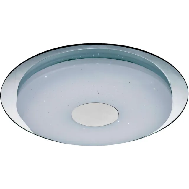 Globo Plafondlamp dimbaar met afstandsbediening Woonkamerlamp met sterrenhemel effect, opaal, geheugenfunctie afstandsbediening, 1x LED 24 watt 1500 lumen warm wit-koud wit, DxH 45x5 cm