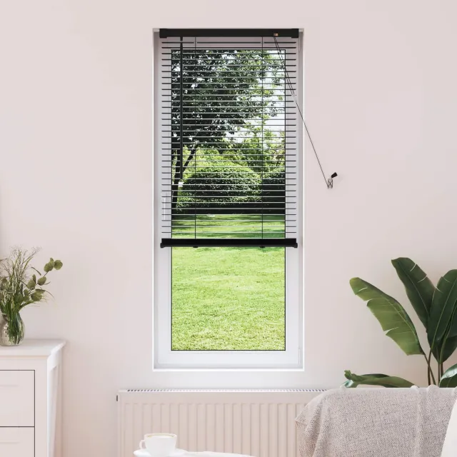 vidaXL Venetiaanse jaloezie Zwart 150 x 60 cm 25 mm PVC