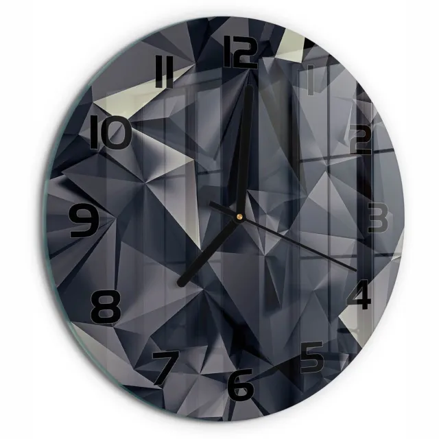 TULUP Wandklok - Abstracte achtergrond Moderne Wandklok Glas - fi30 cm - Zwart Wandklok Glas Decoratie - Zwarte handen - Ronde Klok - Glazen Wandklok Design - Klok Glas Met Opdruk
