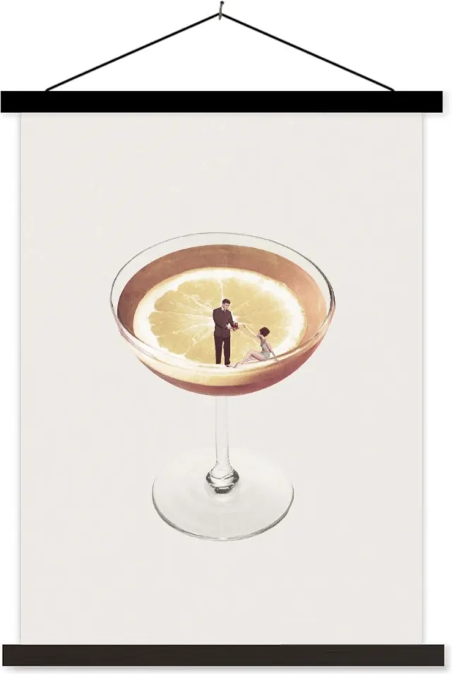 True Posterhanger incl. Poster 90x120 cm - Schoolplaat - Alcohol - Vintage - Drank - Textielposter - Zwarte latten Posterhanger incl. Poster - Schoolplaat - Alcohol - Vintage - Drank - 90x120 cm - Zwarte latten