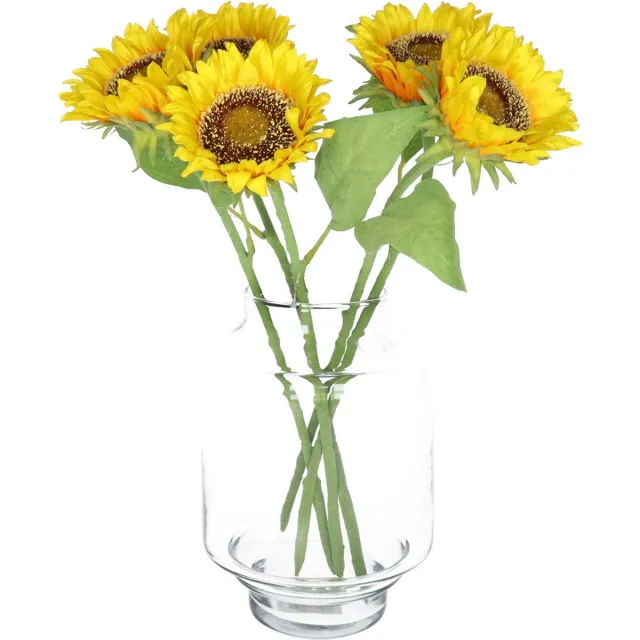 Bellatio Design Kunstbloem Zonnebloem Helianthus - 5x - 42 cm - losse steel - kunst zijdebloem Geel