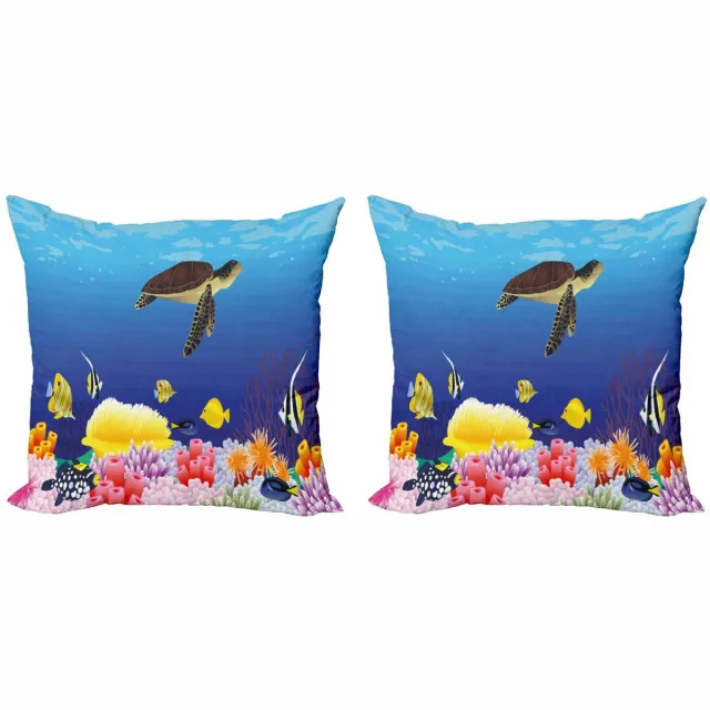 ABAKUHAUS Oceaan kussenhoes 2x50x50 cm – dubbelzijdige druk Blauw