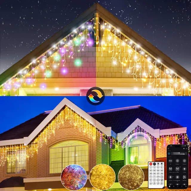 Circlio LED IJspegelverlichting Buiten 5-45m - Warm Wit + Multicolor - App & Afstandsbediening - 17 Lichtmodi - Muziekmodus - Timer - Dimbaar - Groepsbediening - IP65 Kerstverlichting - 15m