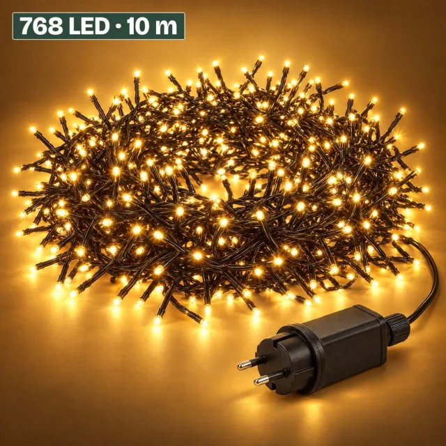 Levano Kerstboomverlichting 768 LED 9,9 m Extra Warm Wit - Kerstverlichting Binnen en Buiten - Clusterverlichting - Kerstlampjes - Kerstboom Lampjes - Kerstversiering - Kerstlichtjes - Treecluster - Sfeerverlichting - LED Lichtsnoer - Timer