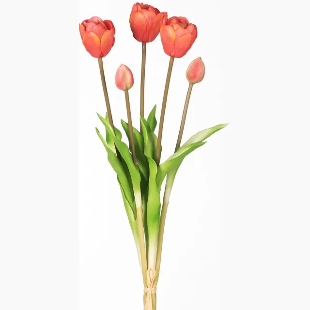 Originals '74 Real Touch Tulip Dubble Bundle x5 L44cm Fuchsia - Real Touch Tulpen - Fuchsia- Tulpen - Kunstbloemen - Kunst Tulpen - Kunst Boeket - Tulp - 44 CM - Zijden Bloemen - Latex Bloem - Bruiloft - Voorjaar - Lente