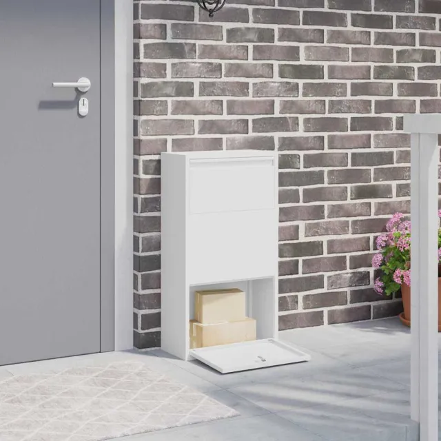 vidaXL Pakket inwerp box met opslag met slot Wit 44 x 22 x 82 cm Staal