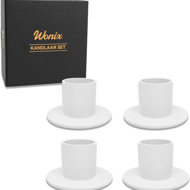 Wonix Kandelaars - 4 stuks - Φ2.5 cm - Kaarsenhouders - Kaarsenstandaard - Kaarsenonderzetter - Woonaccessoires - Decoratieve accessoires - ijzer - Wit - Theelichthouder - Kaarsen plank