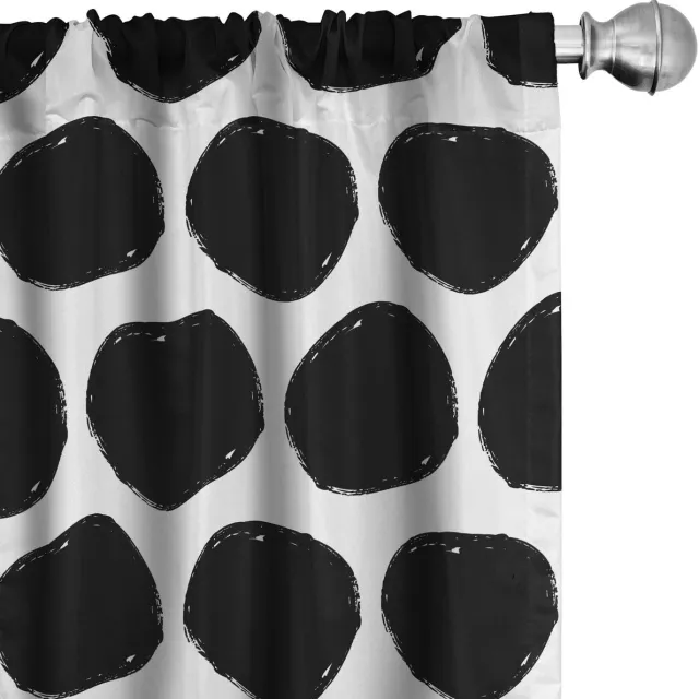ABAKUHAUS Dots gordijnset 75x245 cm – Mikrofaser – Halverduistering – Zwart/Wit