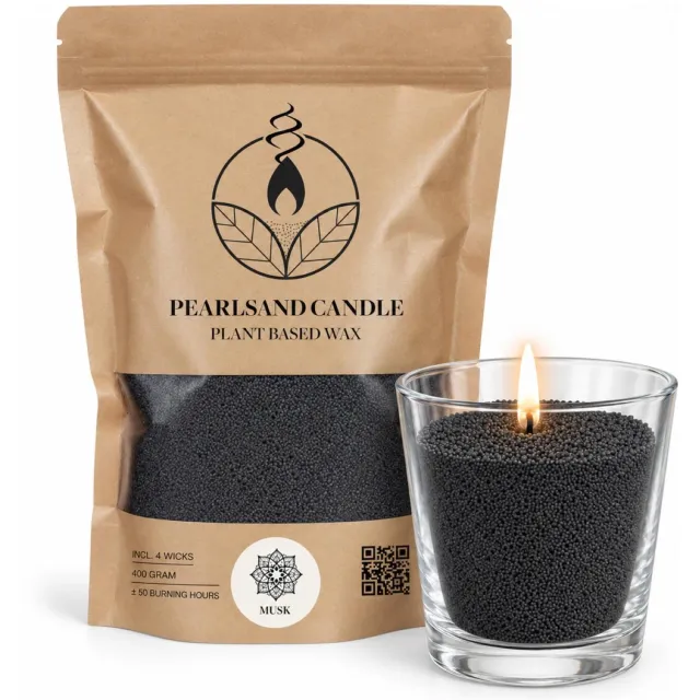 Ideas 4 Seasons Ideas4seasons Kaarsenzand in zak - zwart - 400 gram - incl lonten - plantaardige wax - kaarsen maken - wax korrels grijs