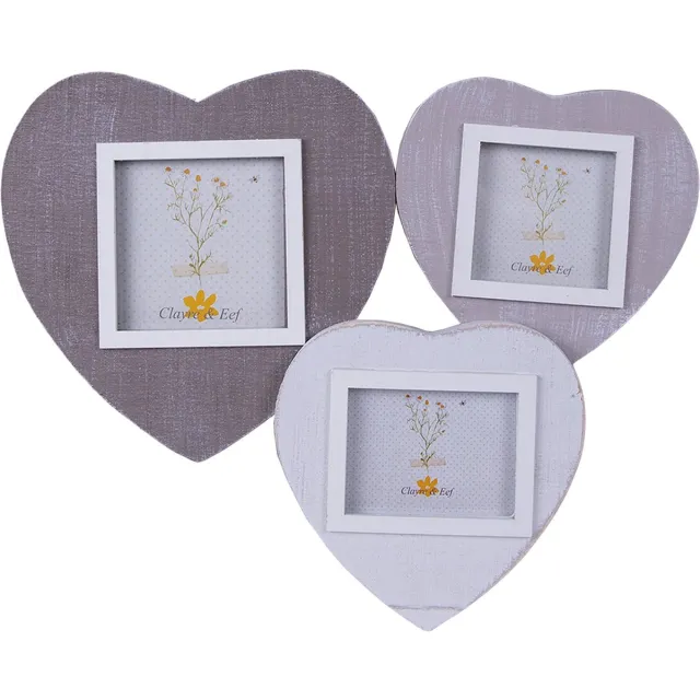Clayre & Eef Fotolijst 7x7 / 6x9 / 9x9 cm Grijs Wit Hout