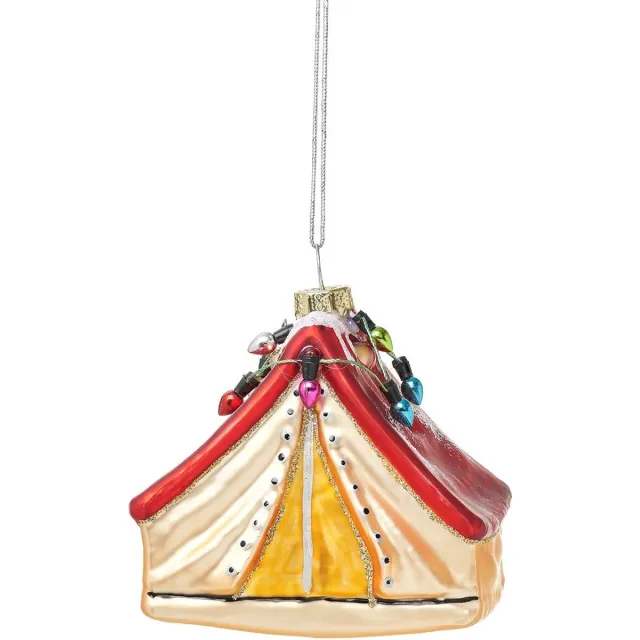 Sass & Belle Kampeertent kerstbal - Sass & Belle rood-roze