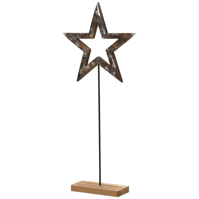 Kaemingk BV Kaemingk kerstster op houten voet bruin antiek 46 cm