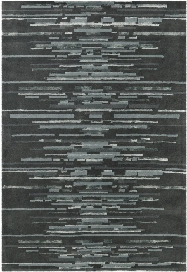 Padiro design laagpolig vloerkleed - donkergrijs - modern abstract ontwerp - voor vloerverwarming - van wol, viscose en katoen
