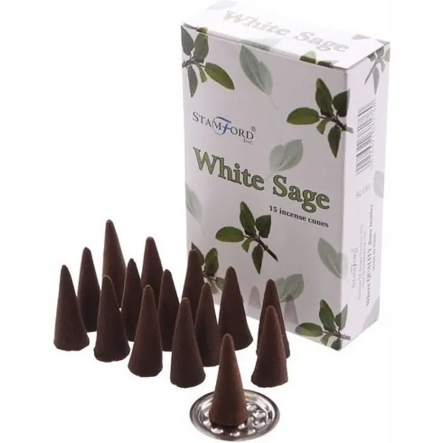 Stamford wierook kegeltjes witte salie geur - 15x - Lichaam in balans - Meditatie/mediteren geurkegeltjes Multi
