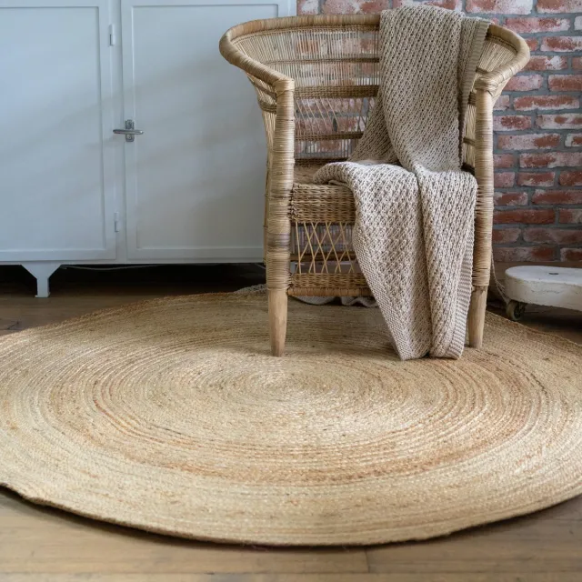 MrCarpet Rond jute vloerkleed naturel 150cm Mrcarpet