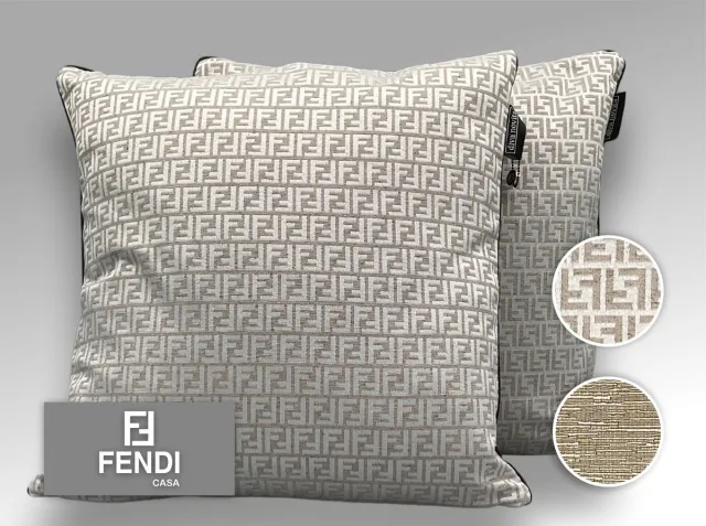 Diva Novita Fendi - Kwaliteits sierkussen gemaakt van originele Fendi Casa stof Beige