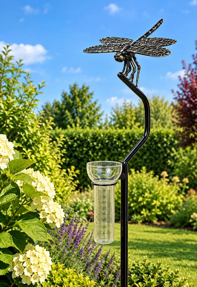 De Vlier Geur en Kado. RVS Regenmeter Libelle