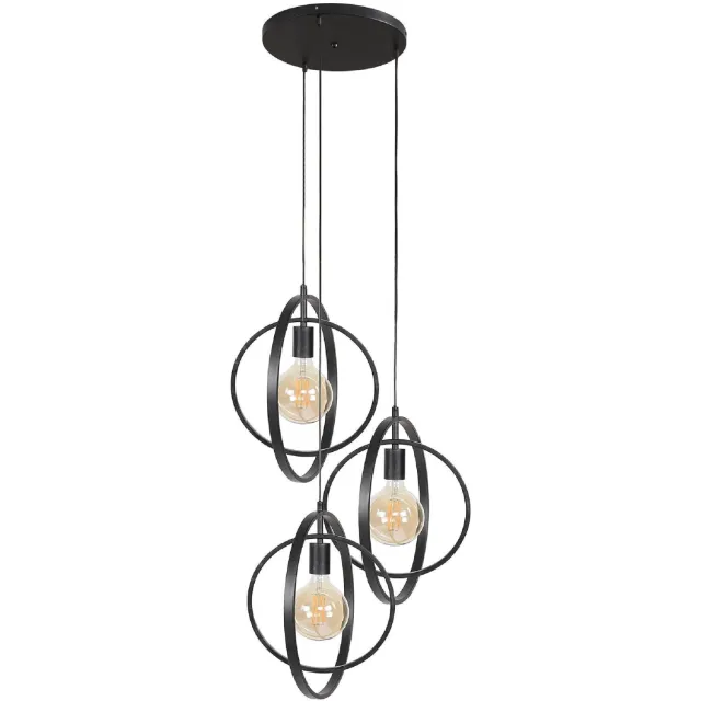 Nest of Nora Hanglamp Davio - 3-lichts getrapt - E27 fitting - Charcoal Donkergrijs