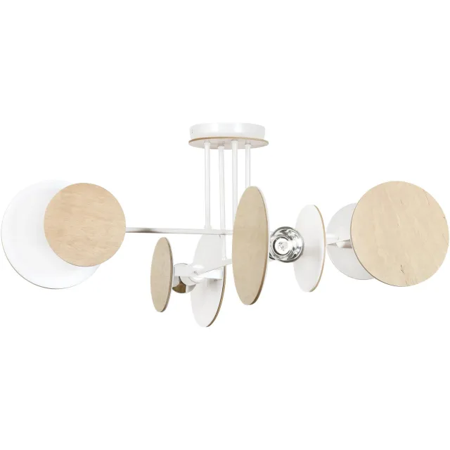 Emibig Turku uitzonderlijke witte plafondlamp hout 4X E27 - Perfect voor Scandinavisch design in uw interieur