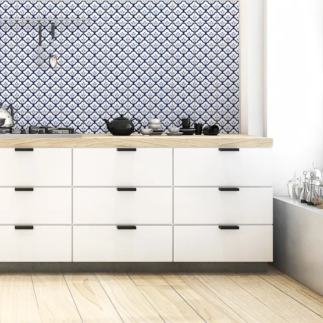 Ambiance Sticker Zelfklevende tegelmuurstickers voor keuken en badkamer - 60 cementtegelstickers, Azulejos Arno - 60 stickers, 20x20cm Multi color