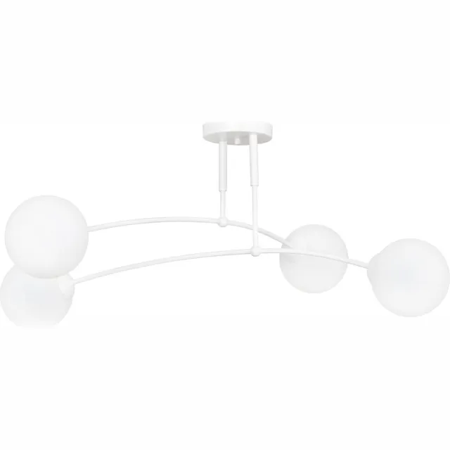 Emibig Lahti witte dubbele gebogen plafondlamp met 4 x E14 wit glazen bol - Perfect voor sfeervolle verlichting in elke ruimte