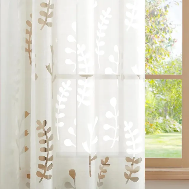 Allecto plus - Gordijnen met oogjes voor woonkamer - Decoratief gordijn - Gras Wit - Set van 2 - 140×260 CM - Inclusief ophangogen Any