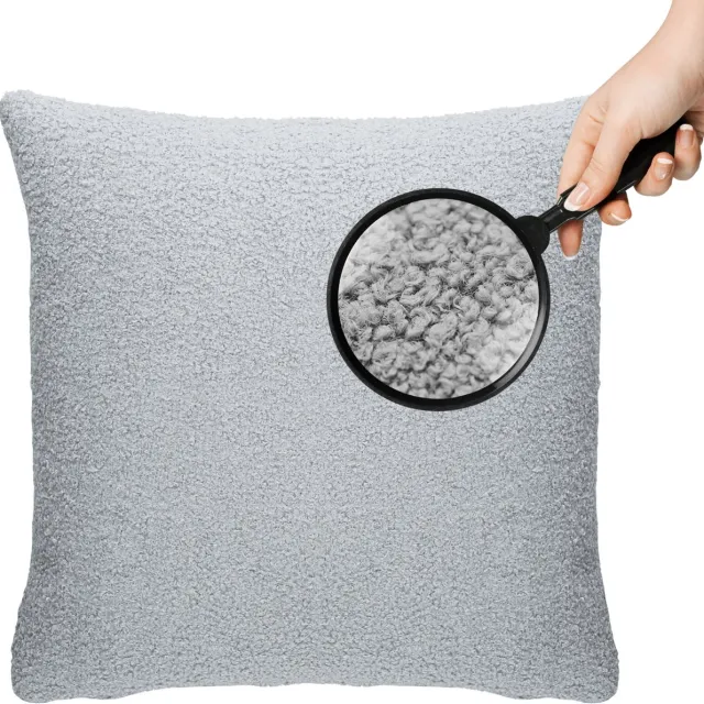Cohoso Sierkussen 45x45cm - Semmi Licht Grijs - Teddy Bouclé - Inclusief binnenkussen