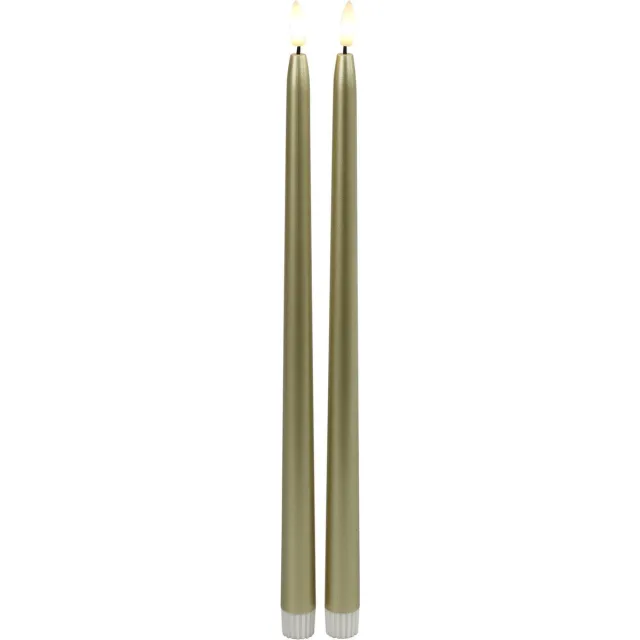 Countryfield LED dinerkaarsen extra lang - 2x st- goud - 38 cm - met afstandsbediening Goudkleurig