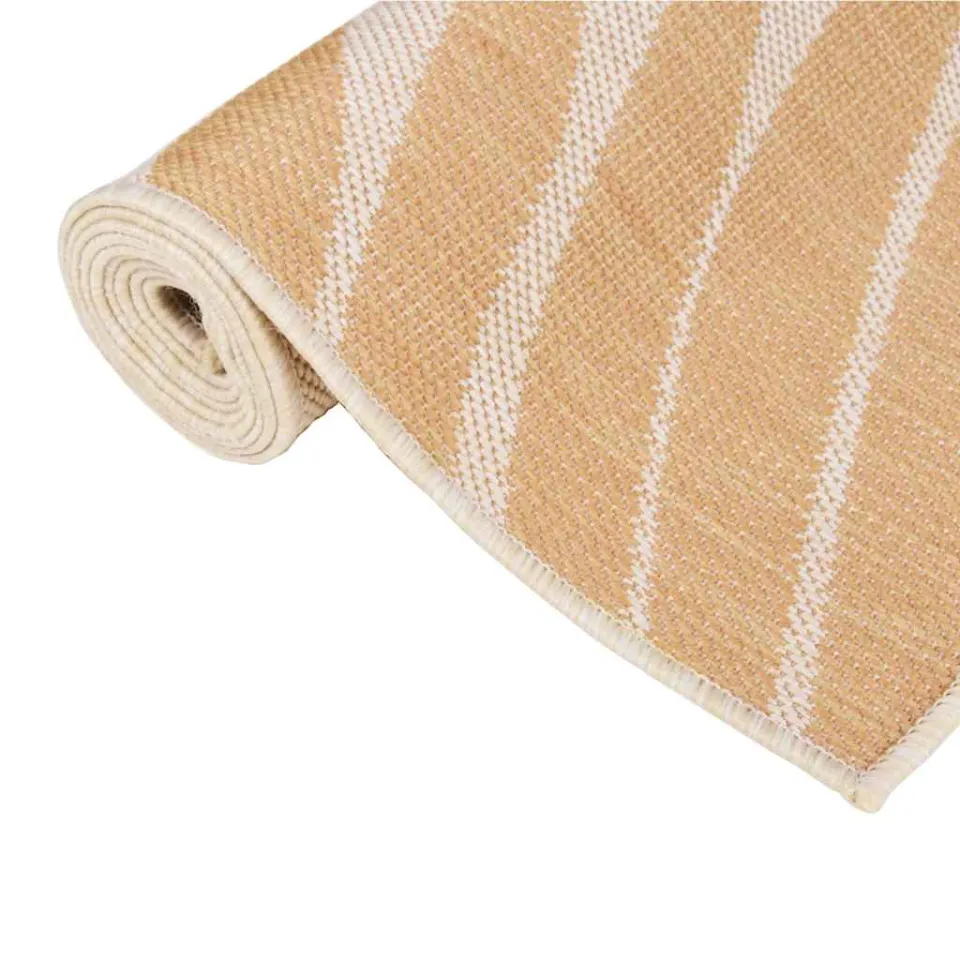 vidaXL Buitenkleed met bladpatroon platgeweven 80x250 cm geel, foto 3
