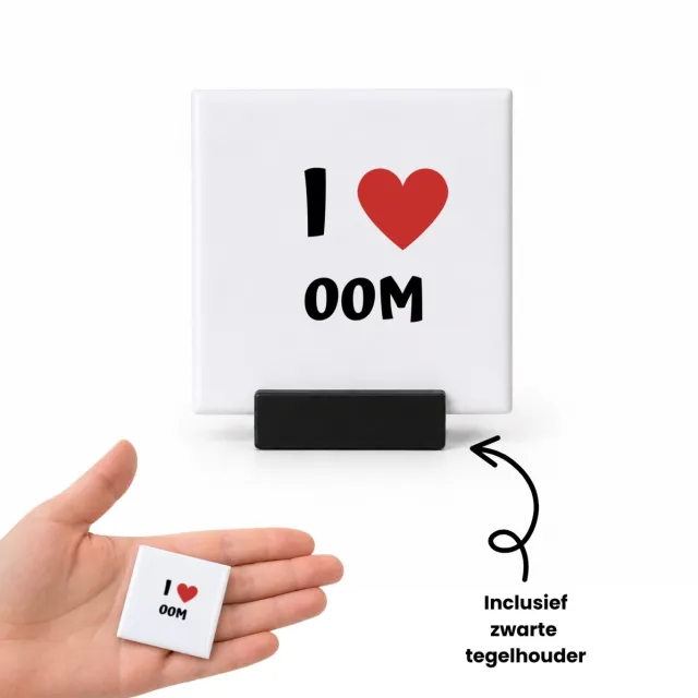 Hacebo I love oom tegeltje met tegelhouder - Oom - de liefste oom - tegeltjes met tekst - verjaardag - cadeautje voor oom - oom artikelen - kado - geschenk - spreuktegels - 4.8x4.8 CM Wit