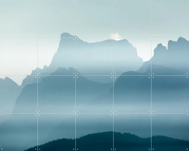 IXXI Mountains of Silence, Claire Droppert - 100 x 80 cm - Grote wanddecoratie en posters - Naturalisme, Abstract, Fotografie, Minimalisme Grijs / Blauw / Zwart