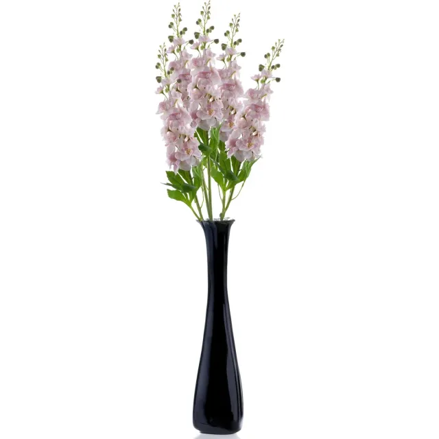 Bellatio Design Kunstbloemen boeket Ridderspoor/delphinium - 8x - 87 cm - licht roze - kunst zijdebloemen - bloesem tak Lichtroze