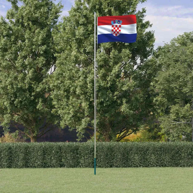 vidaXL Vlag met vlaggenmast Kroatië 6,08 m aluminium Zilver
