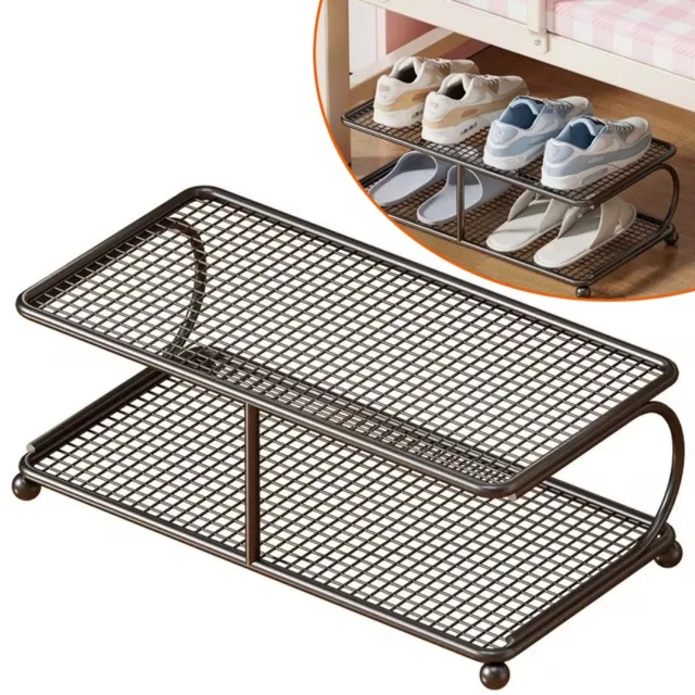 JIMUYU 2-Laags Metalen Schoenenrek - Zwart, Compact en Direct Gebruiksklaar zonder Montage voor Sneakers, Schoenen en Laarzen in Kleine Ruimtes